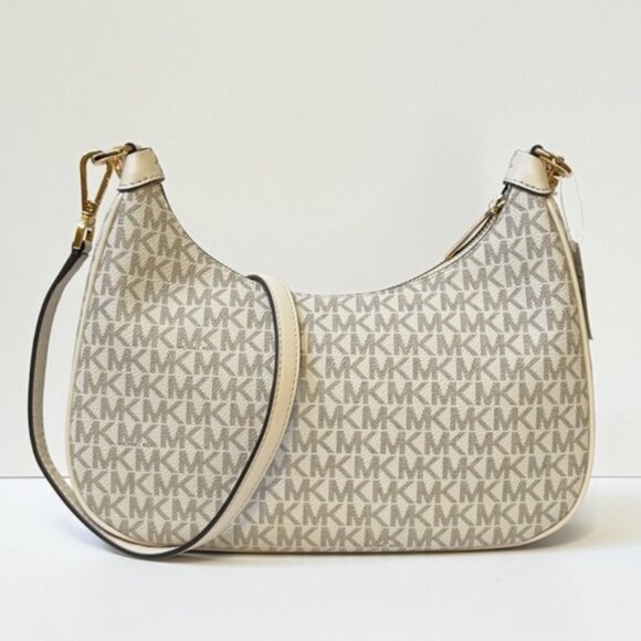 Michael Kors Cora LG Pouchette Shoulder Crossbody Bag MK Light Cream - Picture 4 of 4